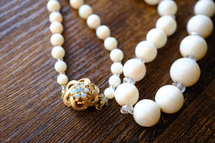 Graduated Opal Bead Strand Necklace in 14K Yellow Gold