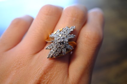 Diamond Cluster Cocktail Ring in 10K Yellow Gold