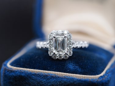 1.10CT GIA Crisscut Diamond Engagement Ring in 18K White Gold