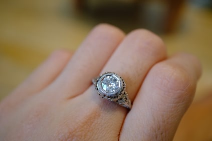 Old European Diamond Solitaire Ring in 9K White Gold