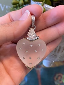 White Gold Crystal and Diamond Heart Pendant