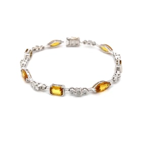 18K White Gold Citrine and Diamond Bracelet