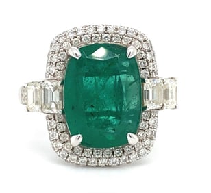 Zambian Emerald and Diamond Ring