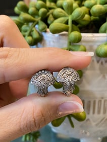 Circa 1920s Art Deco 0.20 Carat Diamond Earrings with Omega Backs in 14K White Gold