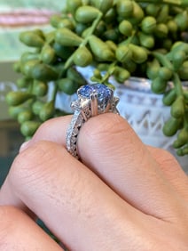 Platinum GIA Sapphire and Diamond Ring