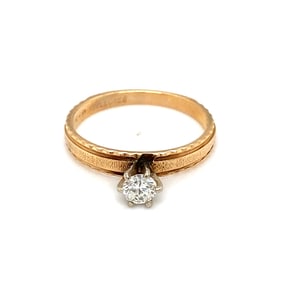 Vintage Solitaire Diamond Engagement Ring in 14K Yellow Gold