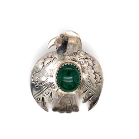 Malachite Thunderbird Pin/Brooch in Sterling silver