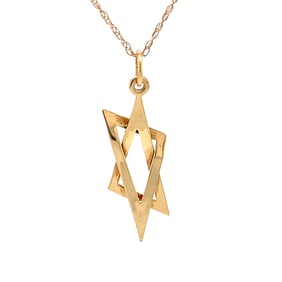 Vintage Star of David Pendant Judaica in 14K Yellow Gold