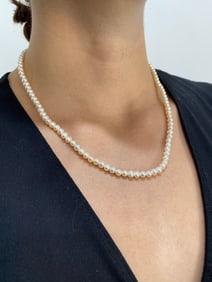 Pearl Necklace & Bracelet Set in 10K Yellow Gold