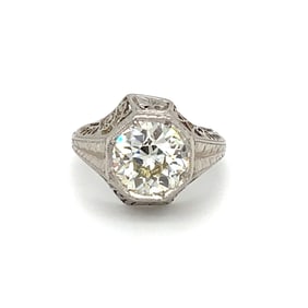 Circa 1920s Art Deco GIA Diamond Engagement Ring in Platinum