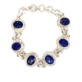 Sterling Silver Bracelet with Simulated Sapphire