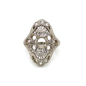 Circa 1920s Art Deco Ring Mounting in 18K White Gold