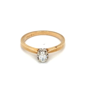 Circa 1950s Solitaire Diamond Ring in 14K Yellow Gold