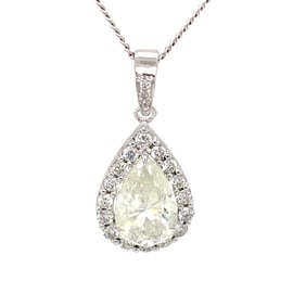 4 carat total Pear Diamond Pendant in 14K White Gold