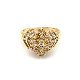 Cluster Diamond Ring in 14K Yellow Gold