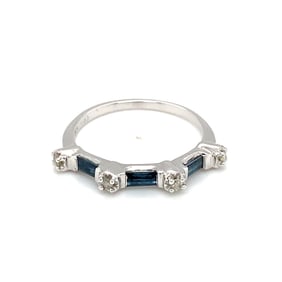 Diamond and Sapphire Band in 14K White Gold