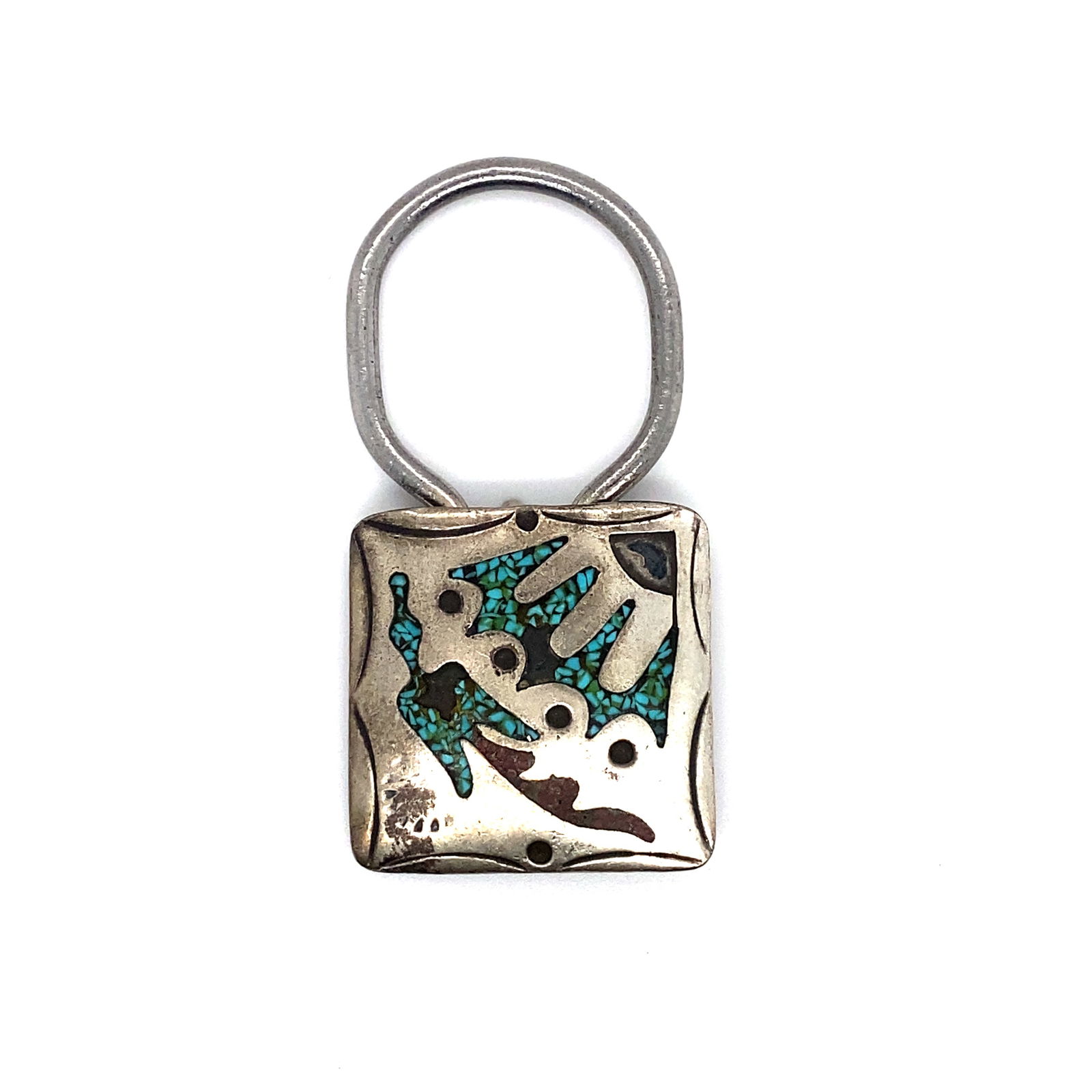 Native American Turquoise and Coral Thunderbird Keychain (1 of 3)