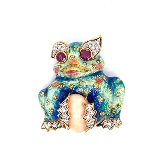 18K Gold Ruby Eye Frog Brooch (1 of 7)