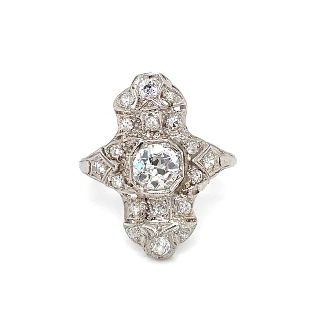 Art Deco Diamond Cocktail Ring in 14K White Gold (1 of 7)