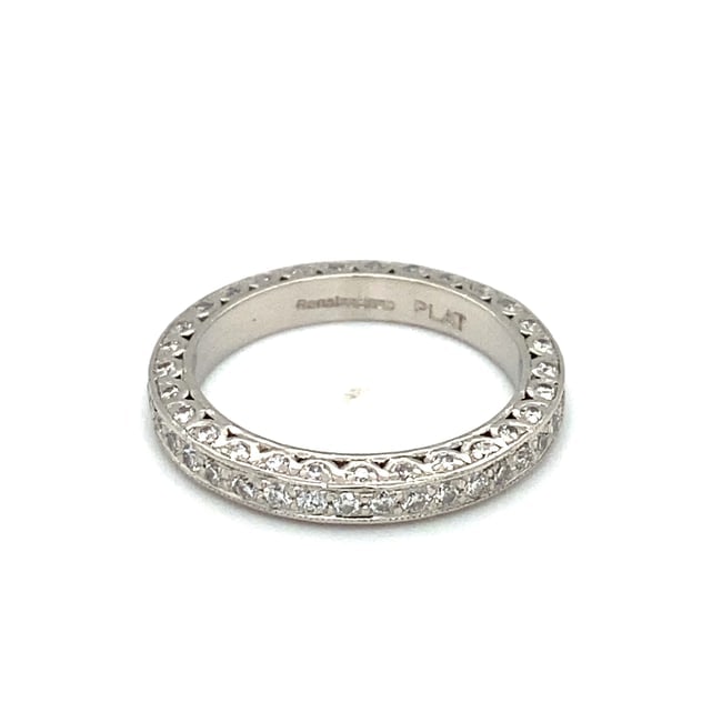 Renaissance Diamond Eternity Band in Platinum: Metal type: Platinum, Other details: Designer made Renaissance, Gemstone: Diamond, Diamond details: 1.5 ct VS/SI, Size: 5, Weight: 5.1 g