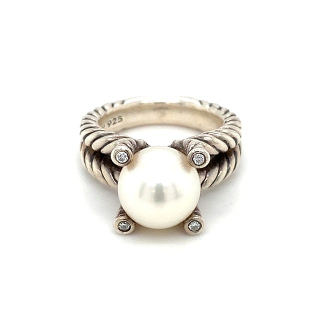 David Yurman Pearl and Diamond Ring in Sterling Silver (1 of 6)