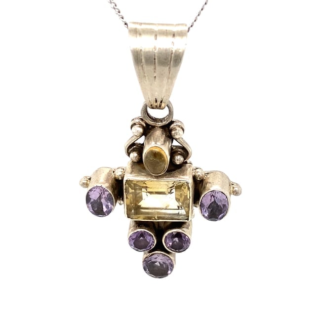 Citrine and Amethyst Cross Pendant in Sterling Silver (1 of 6)
