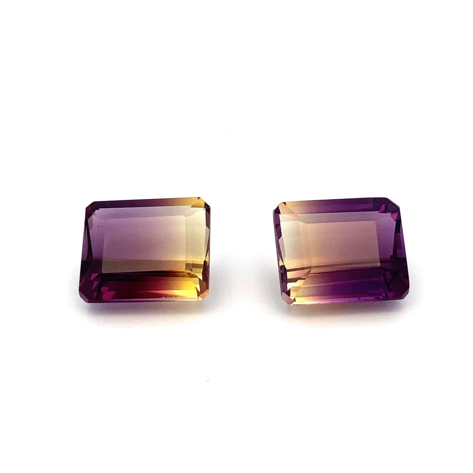 Pair Faceted Emerald Cut Ametrine Gemstones (1 of 9)