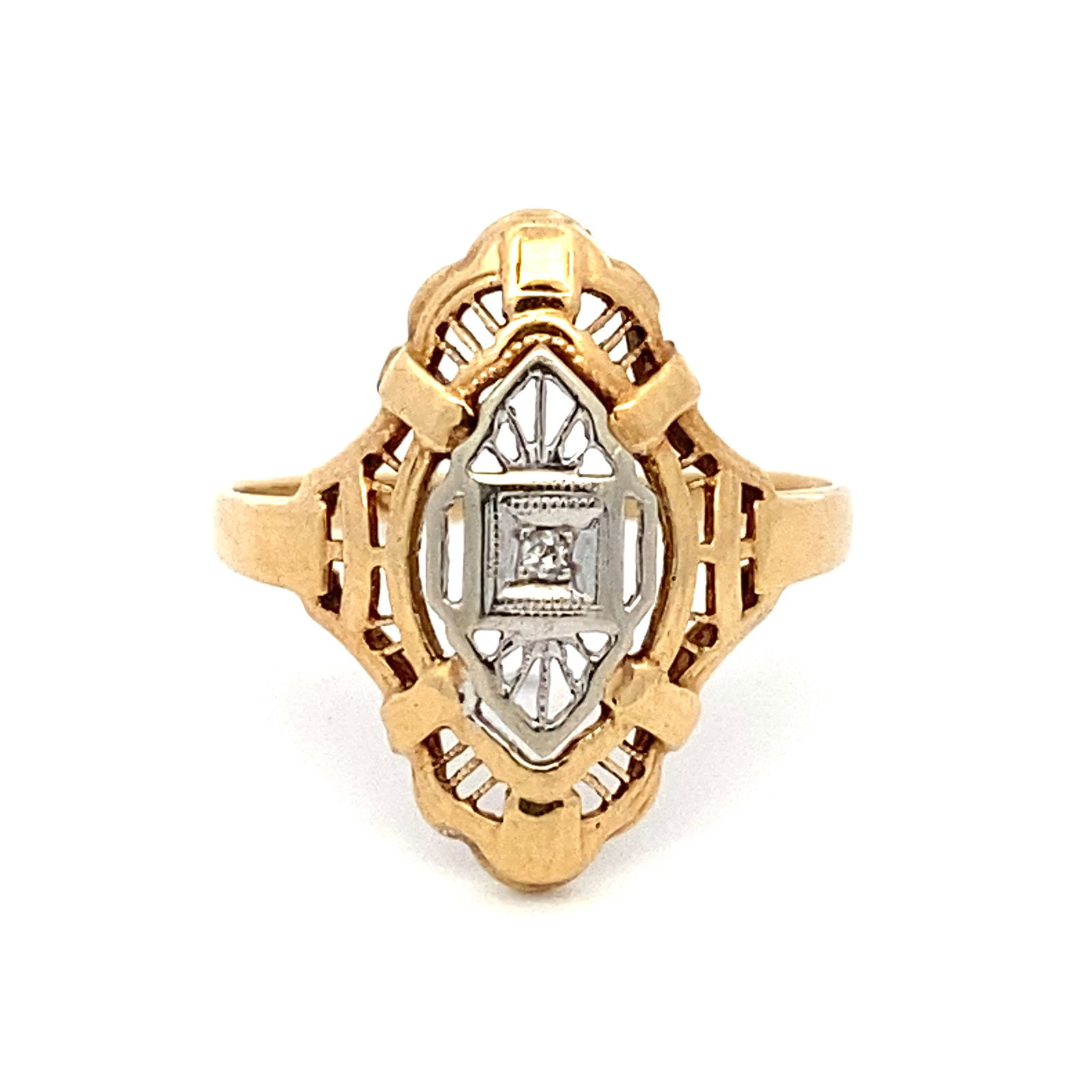 Estate Diamond Accent Ring un 14k Two Tone Gold (1 of 6)