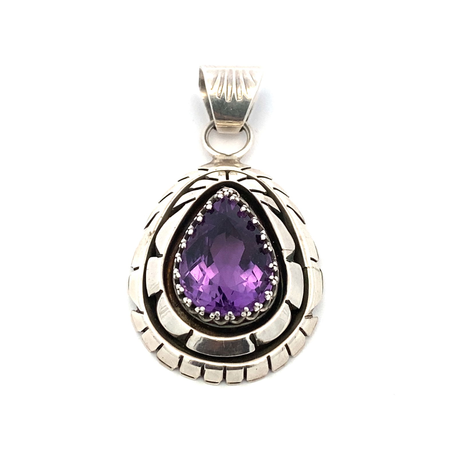 Sterling Silver Native American Amethyst Pendant (1 of 5)