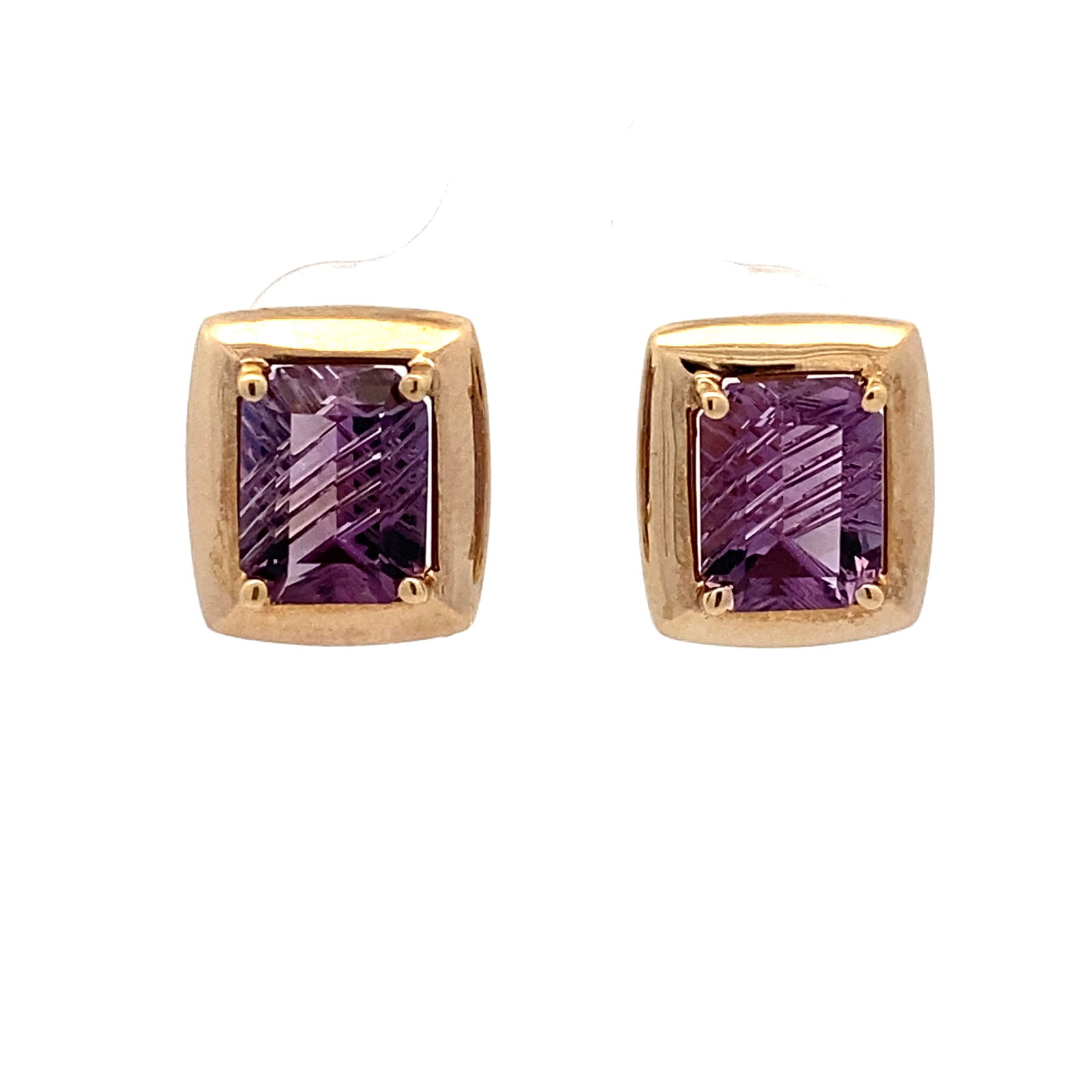 Fantasy Cut Amethyst Earrings, 14K Gold (1 of 5)