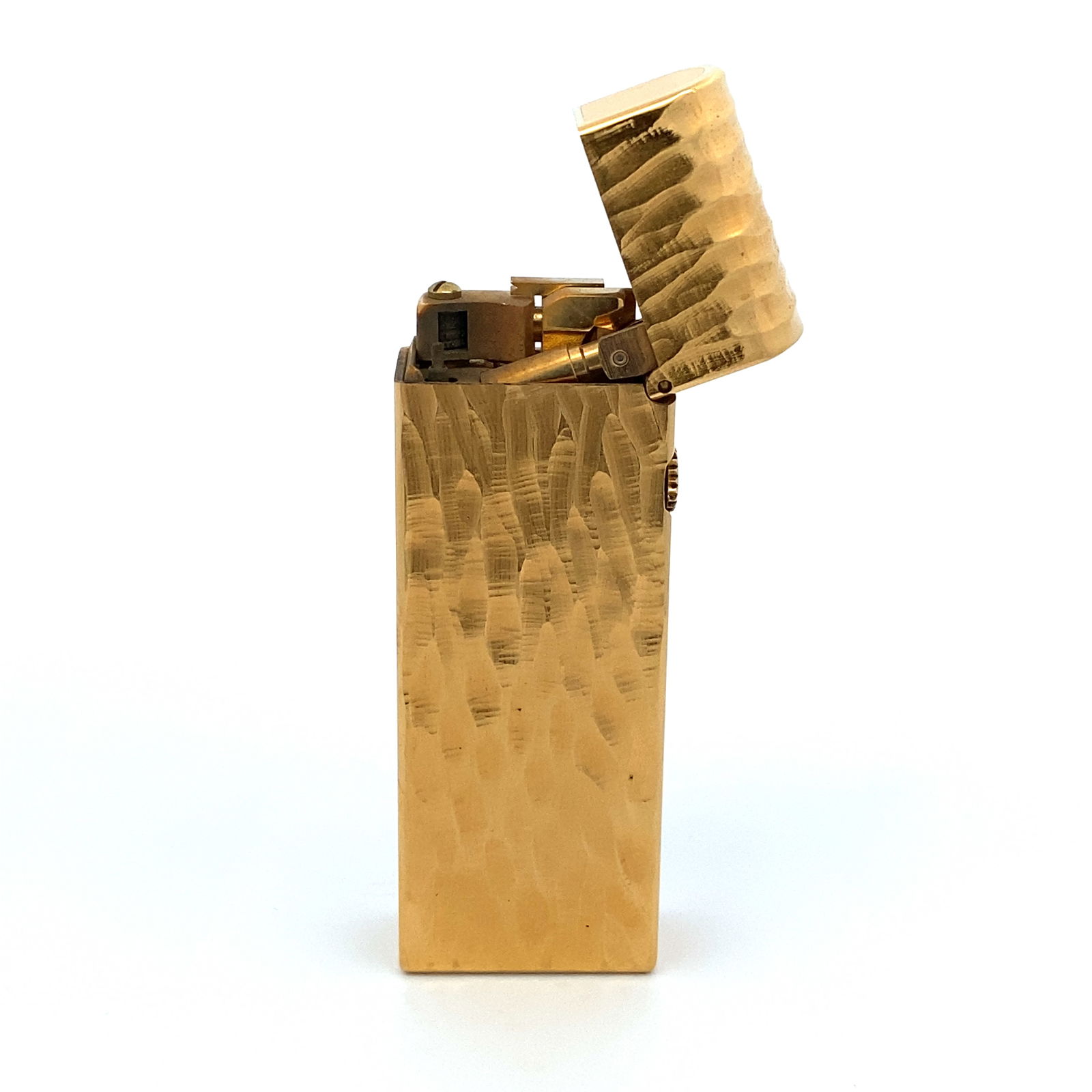 Vintage Dunhill Swiss Gold Plated Lighter: Dunhill Swiss made gold-plated lighter with yellow accents, functional. 2.5"H.