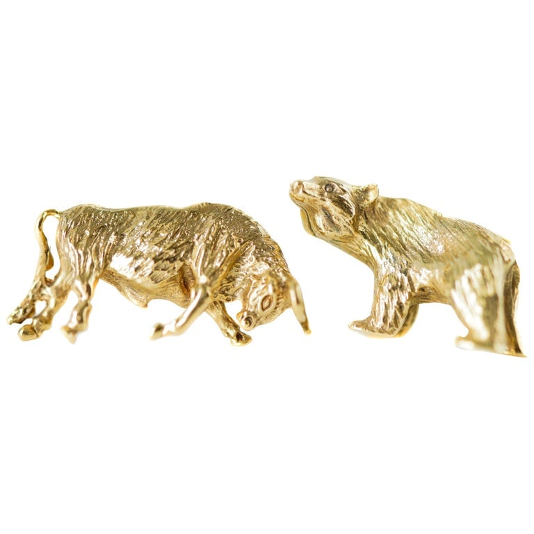 Tiffany & Co. 14 Karat Gold Bear and Bull Cufflinks (1 of 8)