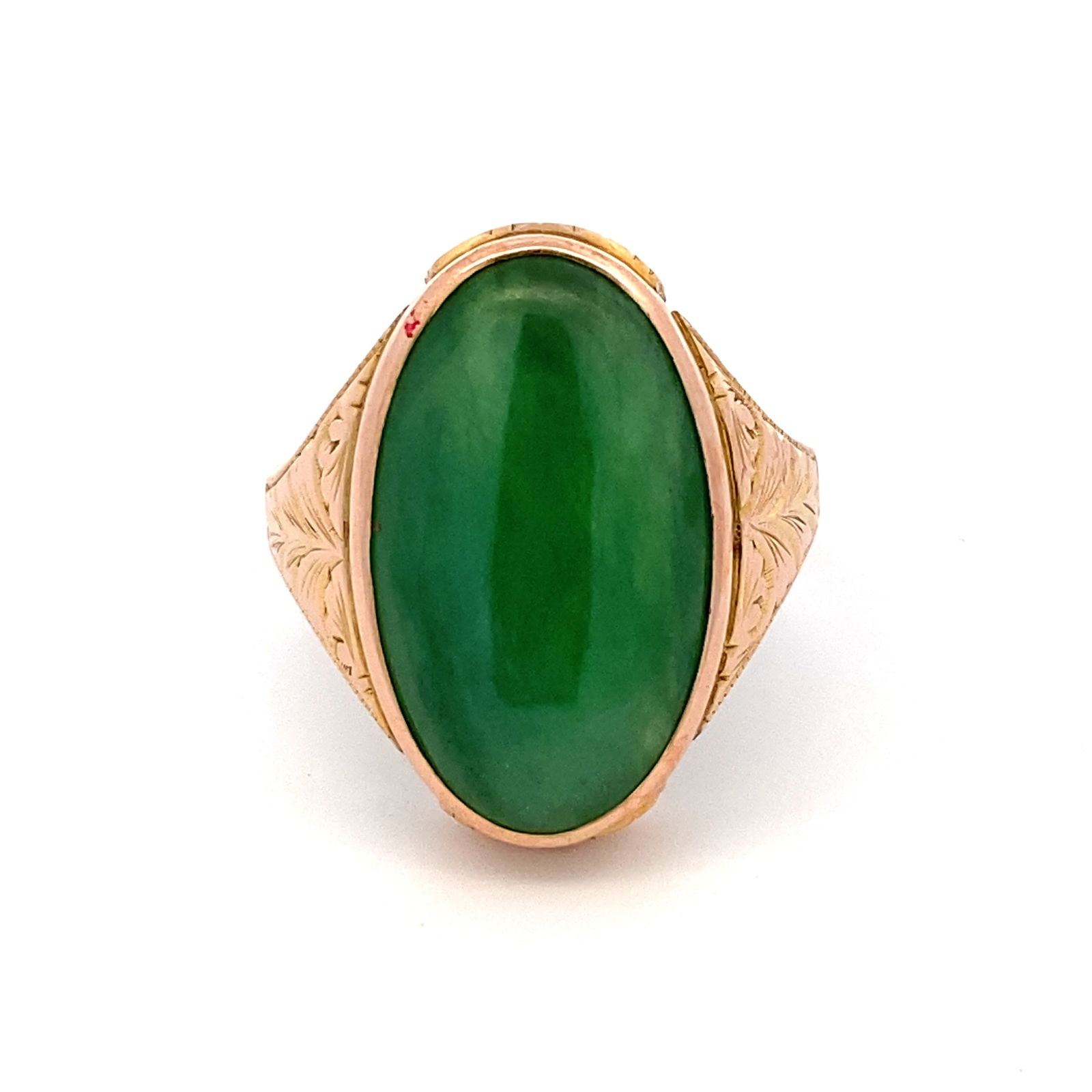 Chinese Green Jade Ring, 14K Gold (1 of 6)