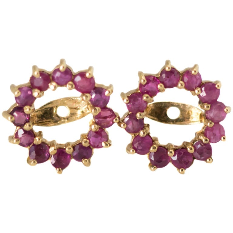 1950s 0.25 Carat Ruby and 14 Karat Yellow Gold Earring Jackets (1 of 5)