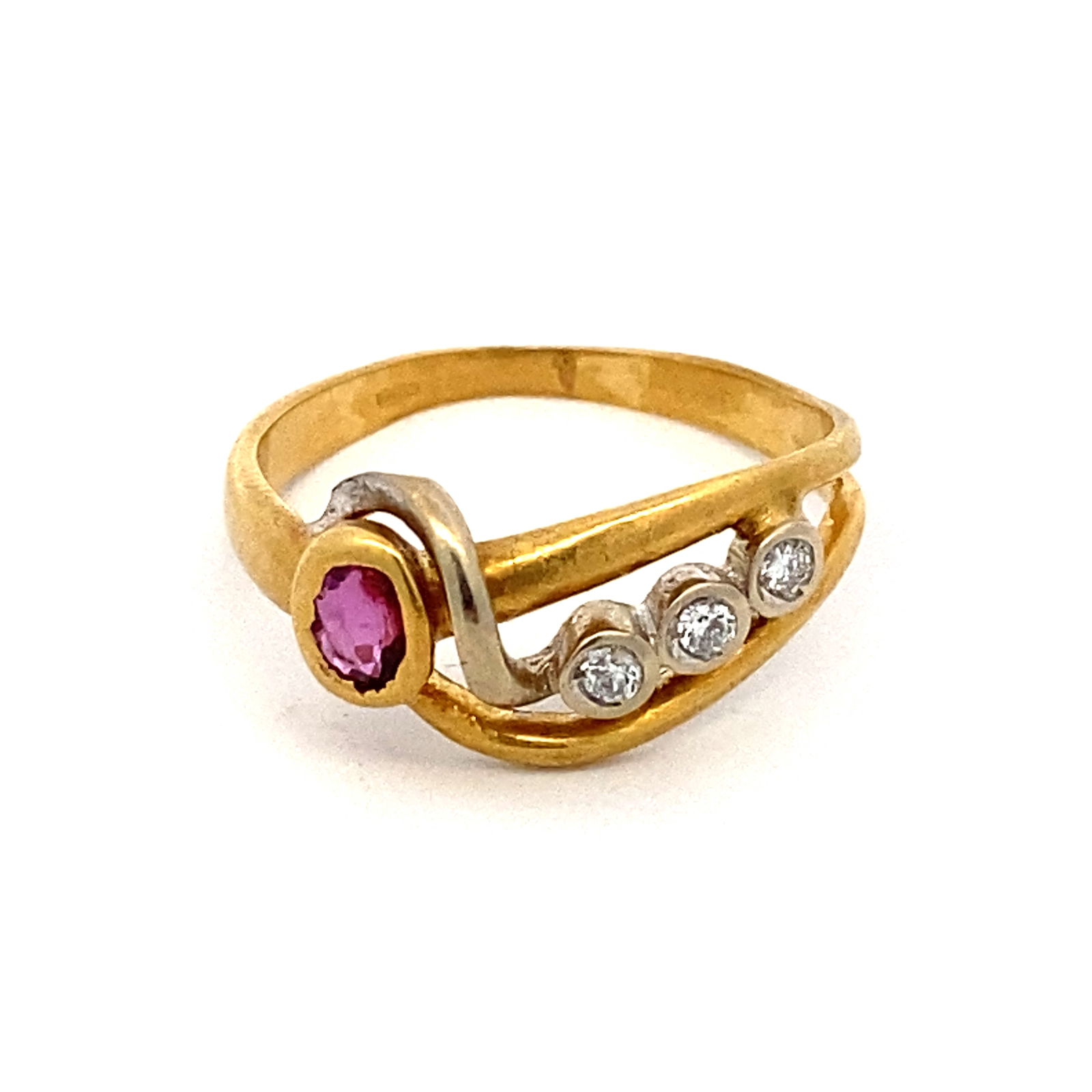 18K Gold Oval Ruby and Diamond Ring (1 of 5)