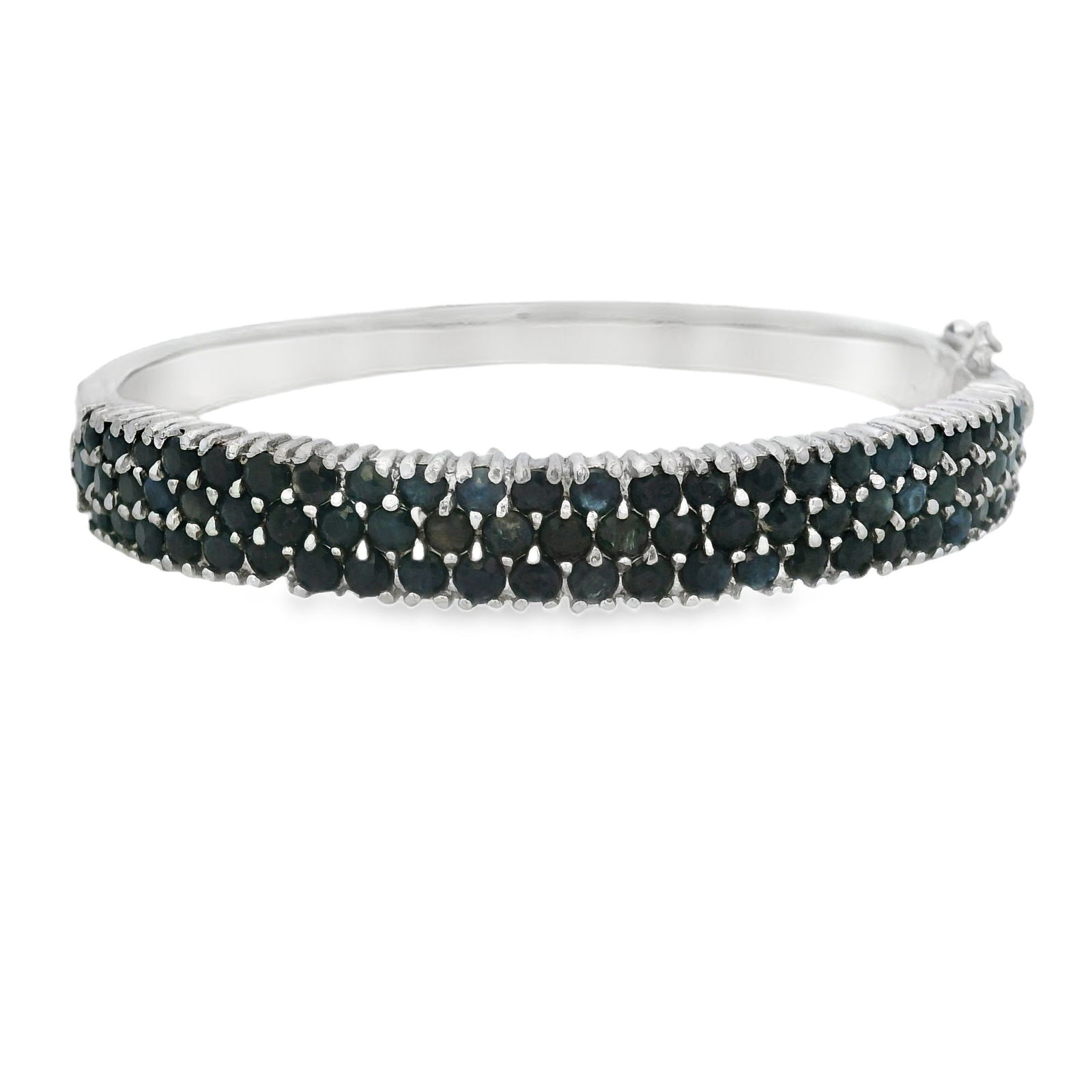 Sterling Silver Sapphire Hinged Bangle Bracelet (1 of 4)