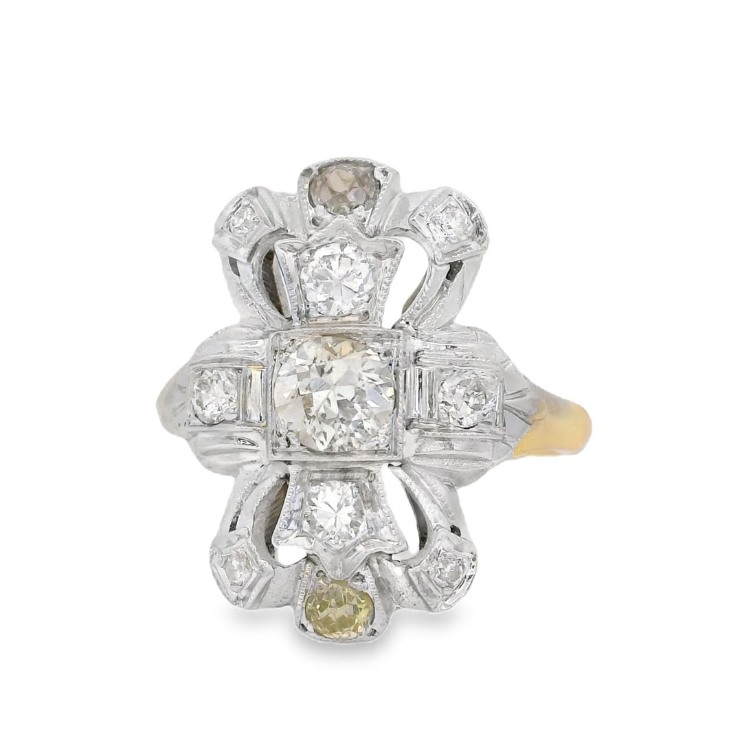 14K Two-Tone Gold Diamond Cocktail Ring (1 of 6)