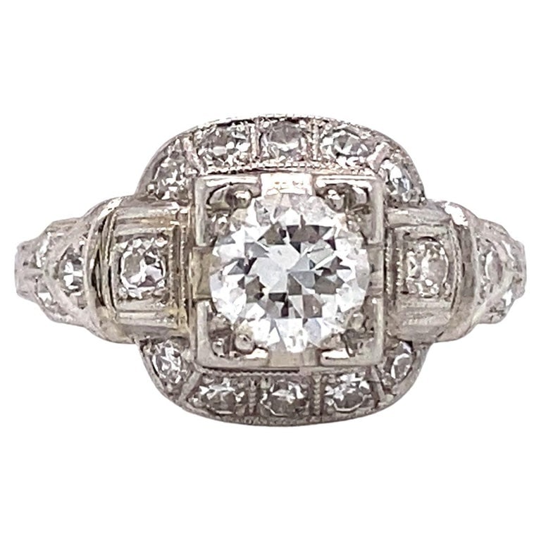 1920s Old European Cut Diamond Engagement Ring in Platinum (1 of 6)