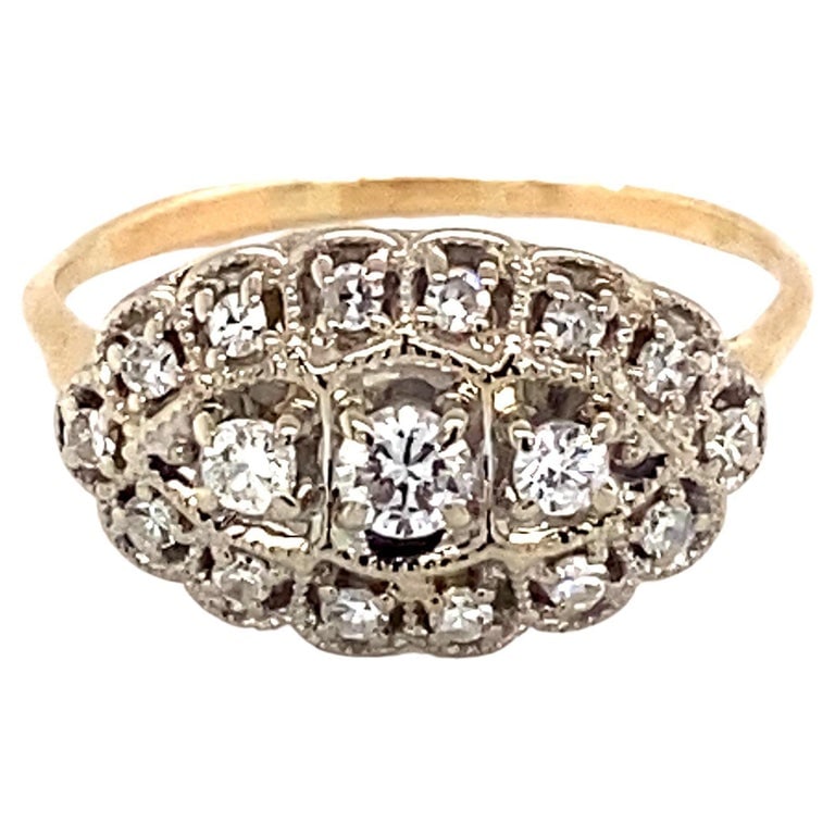 1930s Art Deco 0.25 Carat Diamond Ring in 14 Karat White and Yellow Gold (1 of 5)