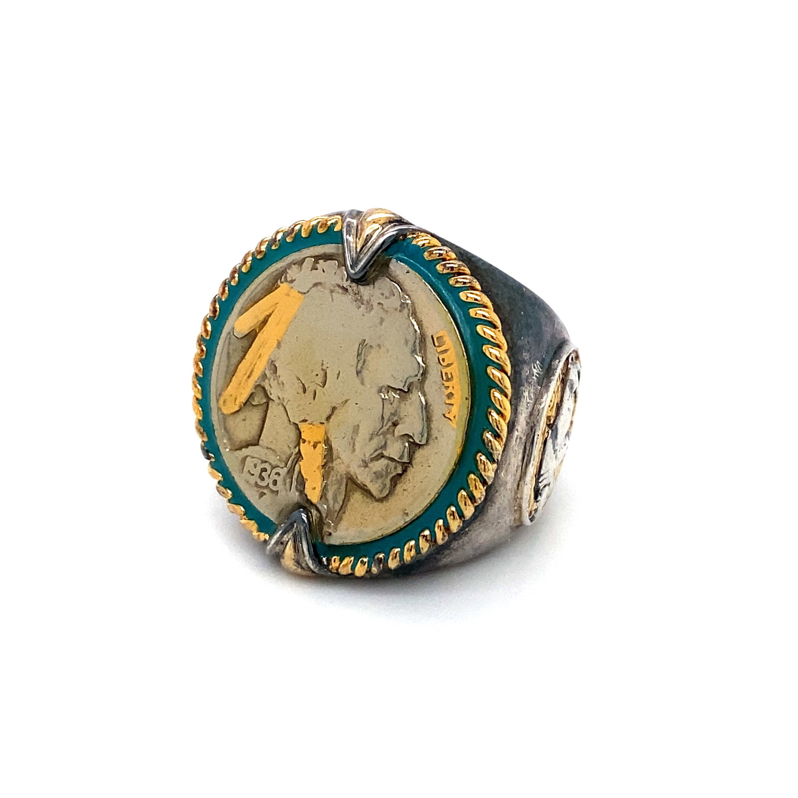 1936 Indian Head Nickel Coin Signet Ring (1 of 5)