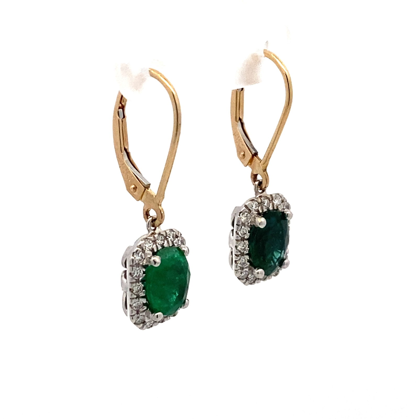 Estate Emerald and Diamond Dangle Earrings in 14K Yellow Gold (1 of 3)
