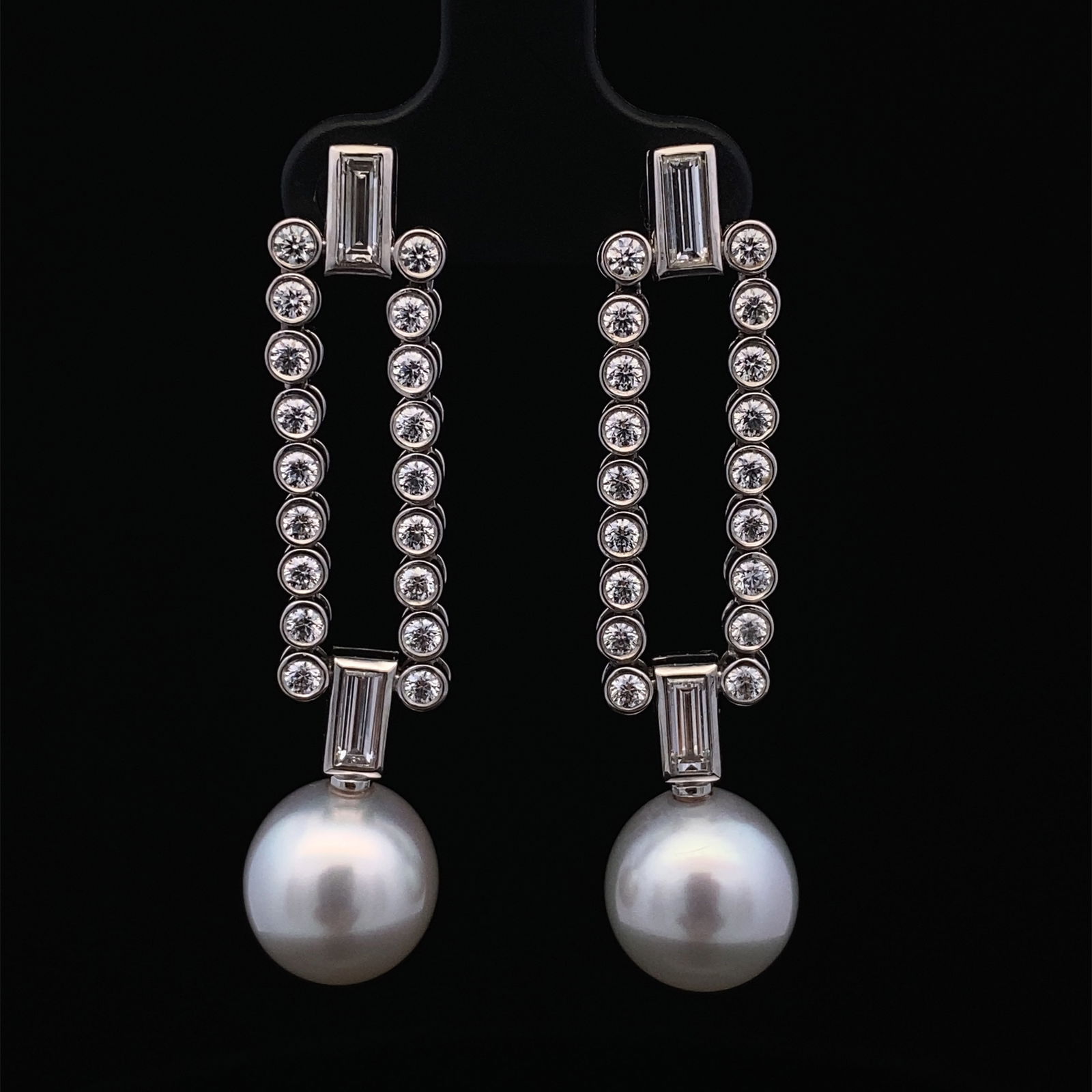 Tiffany & Co. 3 Carat Diamond and Pearl Platinum Drop Earrings (1 of 7)