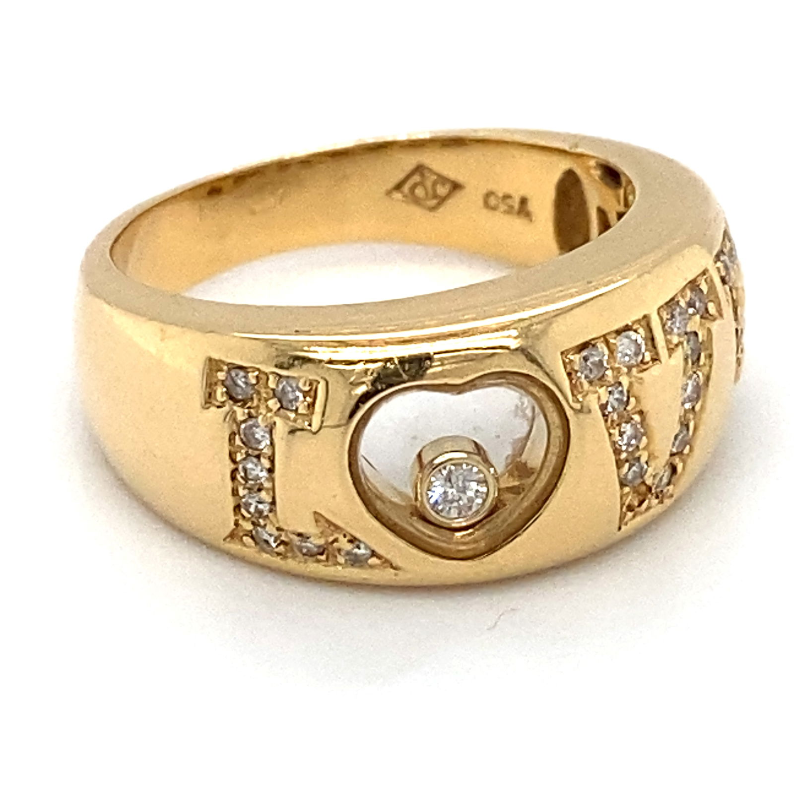 18K Gold Floating Diamond LOVE Ring (1 of 8)