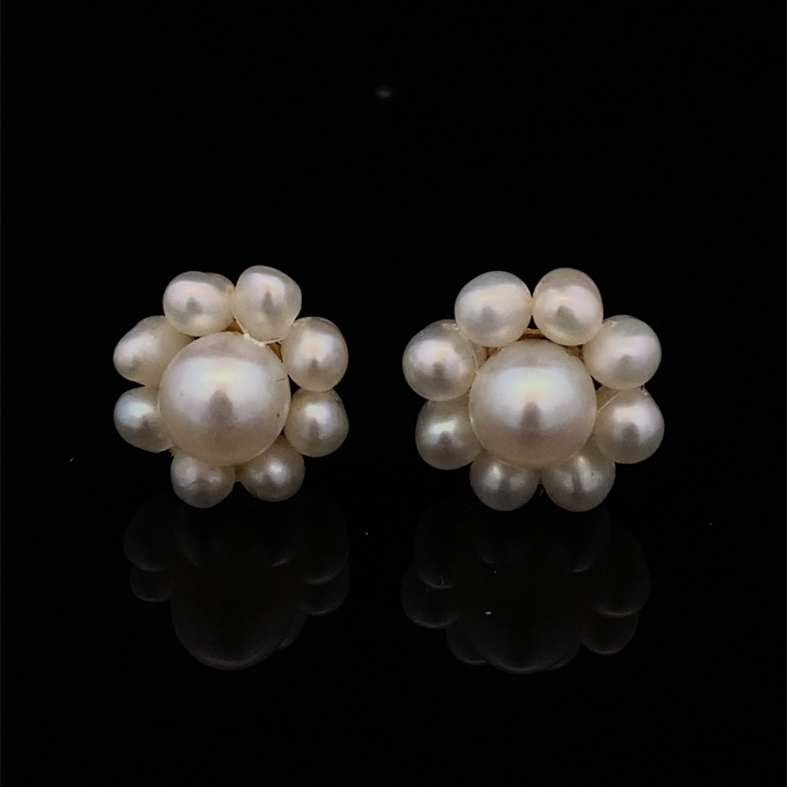 Pearl Stud Earrings in 14K Yellow Gold: Metal type: 14K Yellow Gold, Gems: Pearl, Dimensions: 0.25" diameter, Weight: 1.2 g