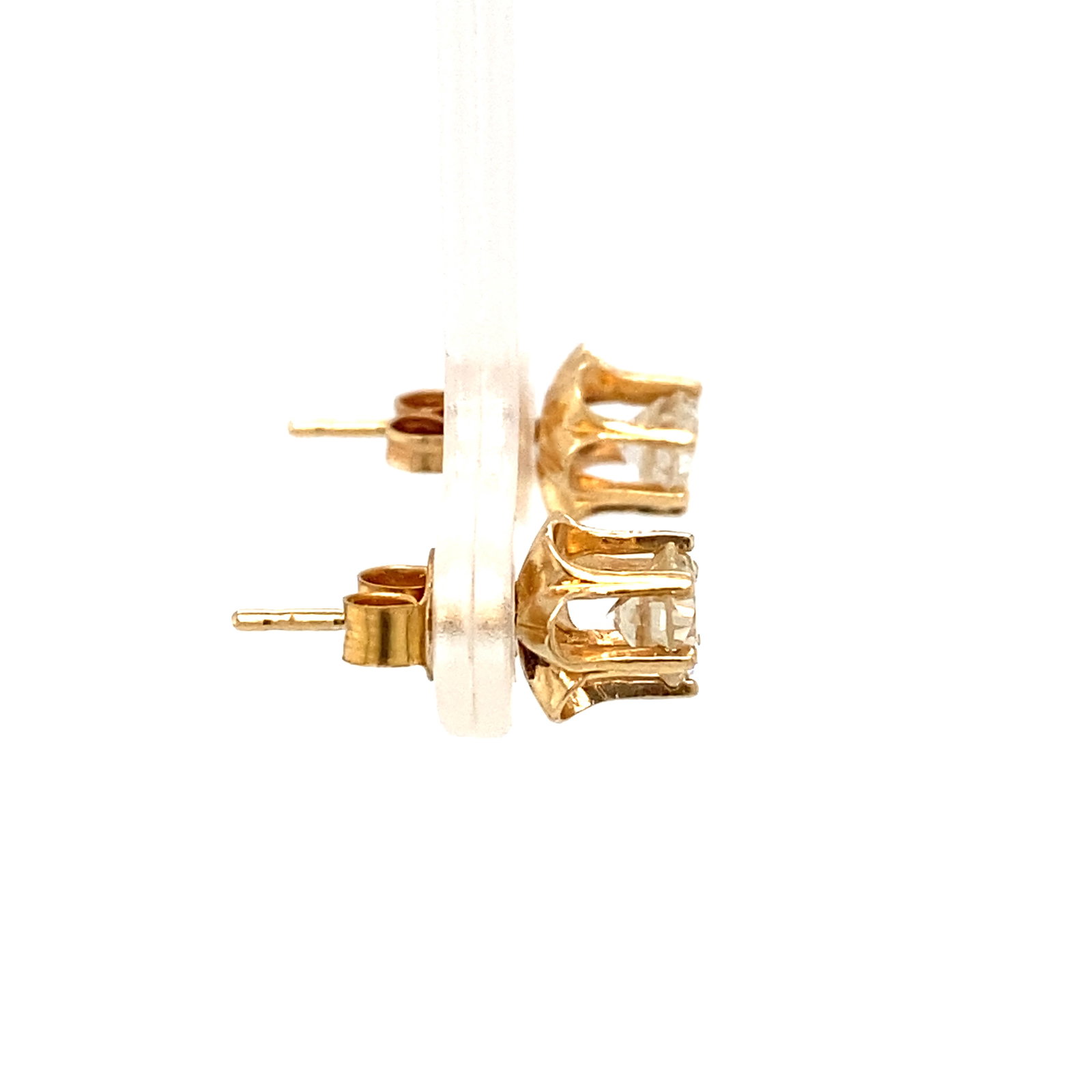Diamond Stud Earrings in 14K Yellow Gold: Metal type: 14K Yellow Gold, Gemstone: Diamond, Diamond details: Approximately 0.40 ct each, H Color, I clarity, round cut, Dimensions: 15 mm Length, Weight: 1.5 g