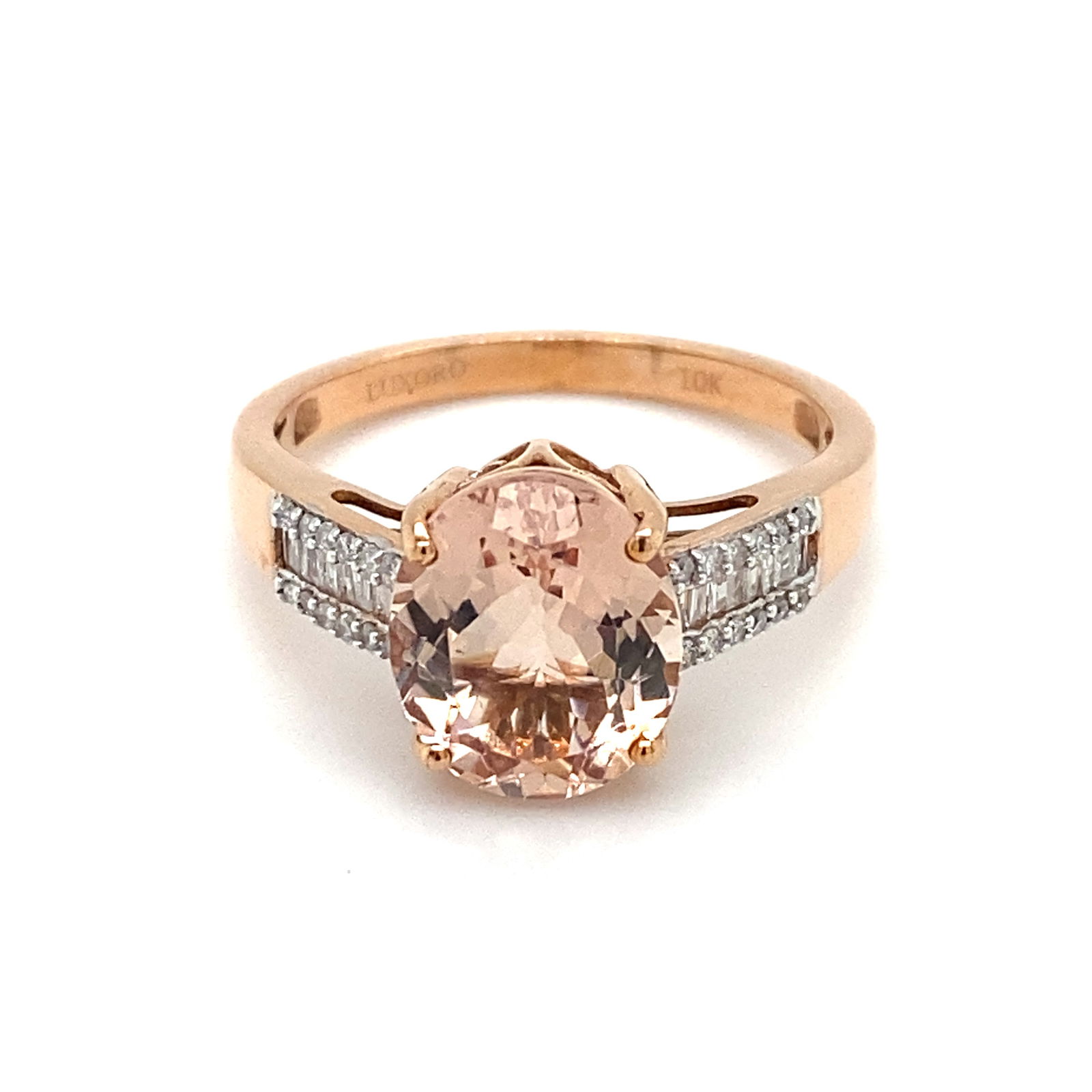 Designer Morganite and Diamond Ring in 10K Rose Gold (1 of 6)