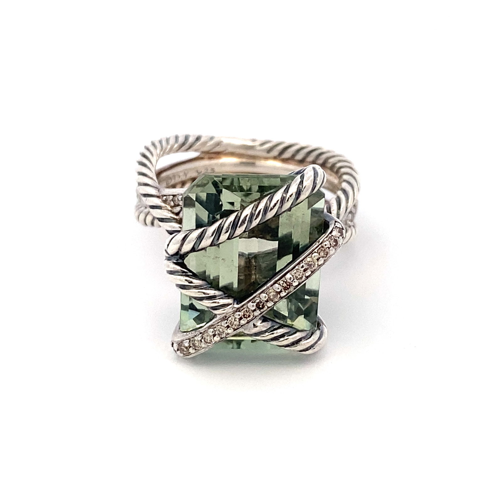 David Yurman Prasiolite and diamond Cable Wrap Ring in Sterling Silver (1 of 6)