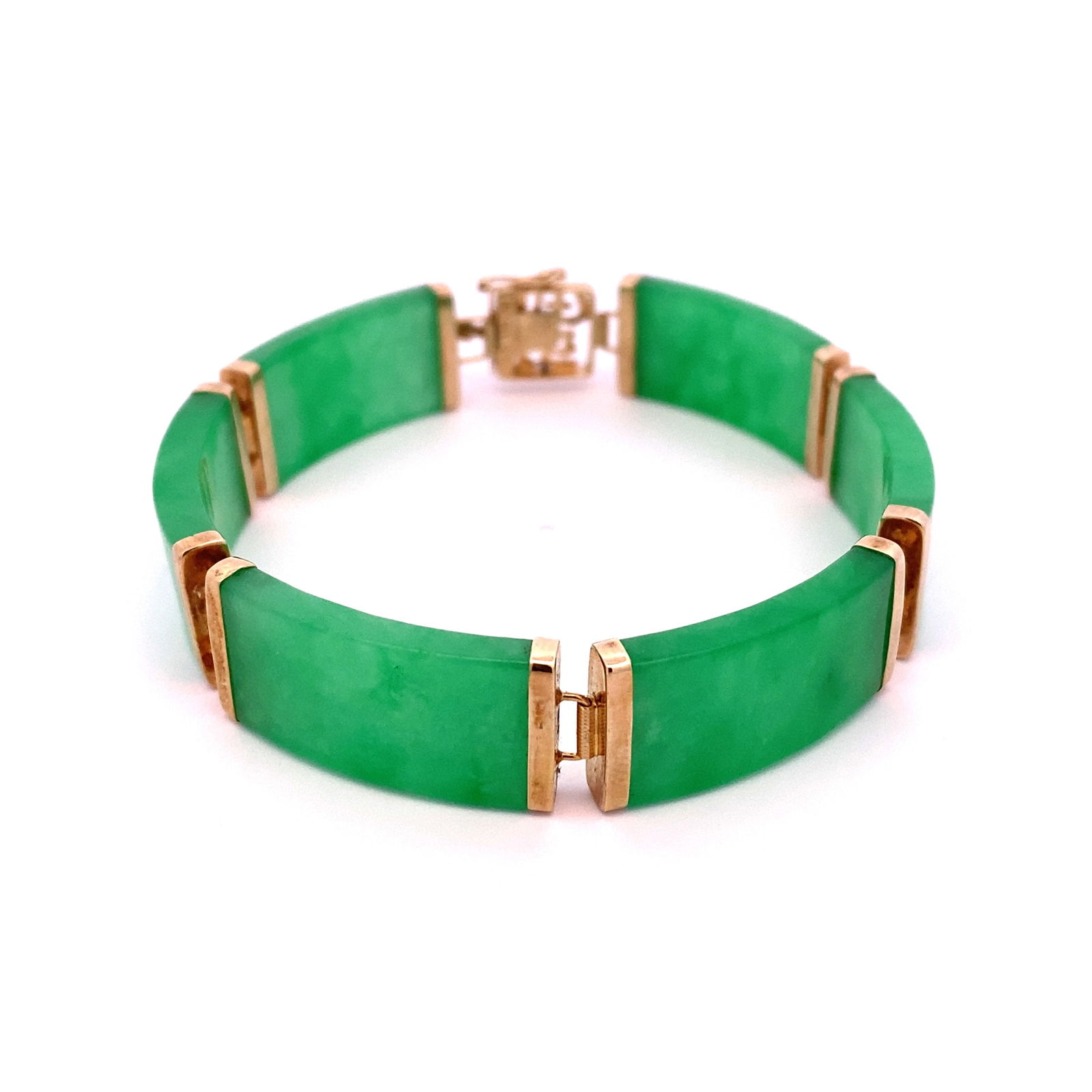 Jade Link Bracelet in 14K Yellow Gold (1 of 4)