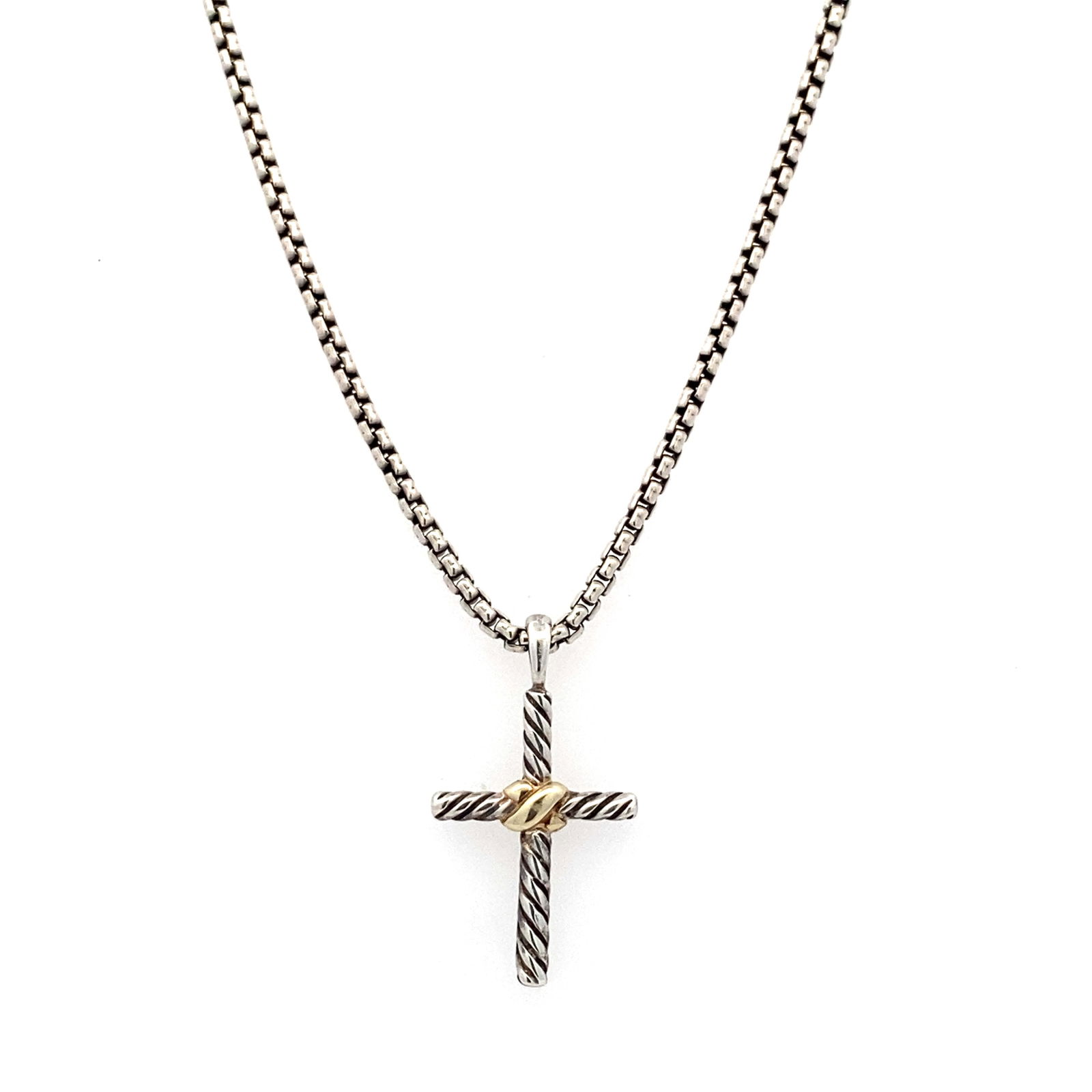 David Yurman Petite X Cross Pendant Necklace in Sterling Silver and 14K Yellow Gold (1 of 5)