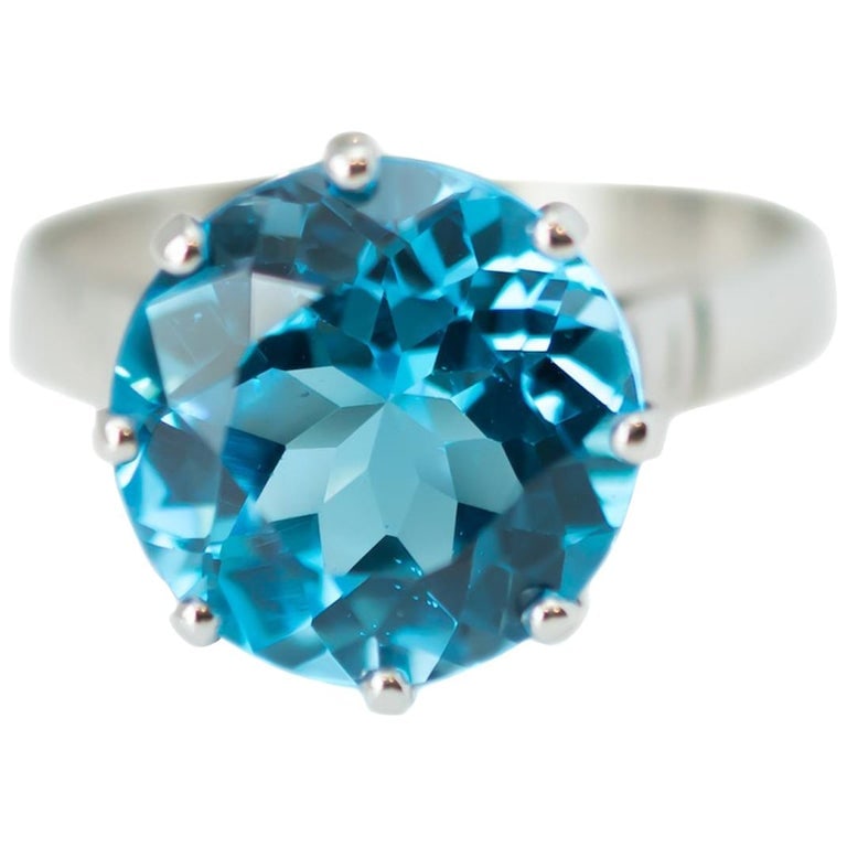 1940s 8.5 Carat London Blue Topaz Solitaire and Platinum Ring (1 of 5)